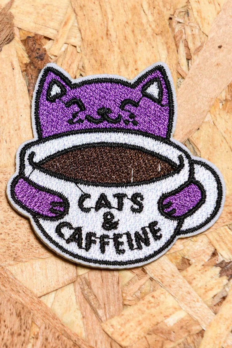 "Cats and caffeine" iron on patch