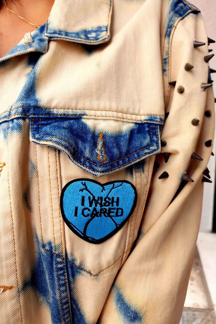 "I wish I cared" iron on patch