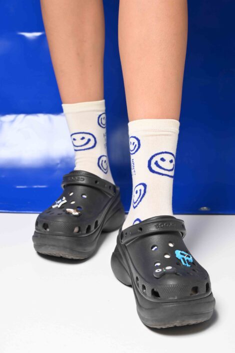 Unisex Κάλτσες Smile Μπλε Λευκές